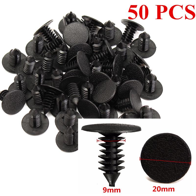 100pcs Sujetador Clip Remache Coche Negro Plástico Empuje para 8,3mm Diámetro de