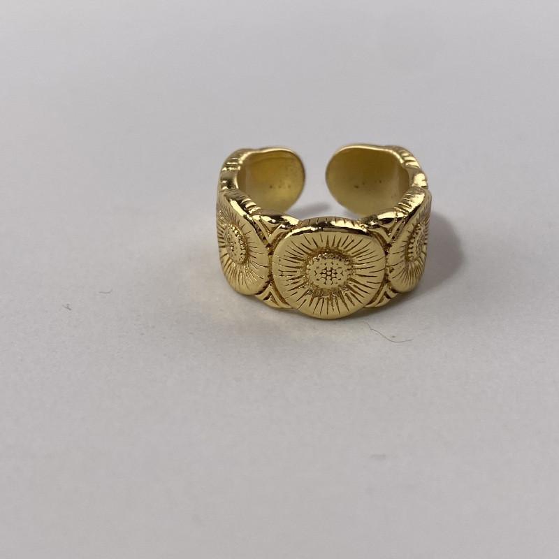 

Floral Retro Chic Copper Ring Stylish Open Adjustable Design For Women Fashion Statement J5305
