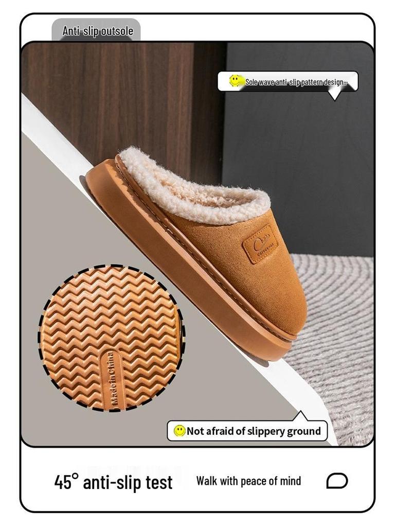 2025 New Stock: Men's & Women's Warm Postpartum Cotton Slippers - Closed-Heel, Autumn/Winter