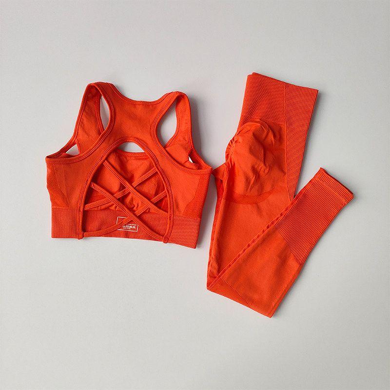Women s Workout Beauty Back Bra Two-piece Set Sports Intimates