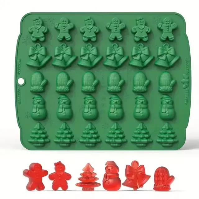 Christmas Silicone Chocolate Mold Gingerbread Man Xmas Tree Snowman Gloves Gummy Candly Mould Kitchen Party DIY Baking Tool