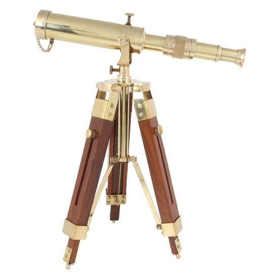 Solid Brass Telescope with Wooden Tripod Set