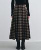 LOEIL Flare Check Long Skirt - Brown