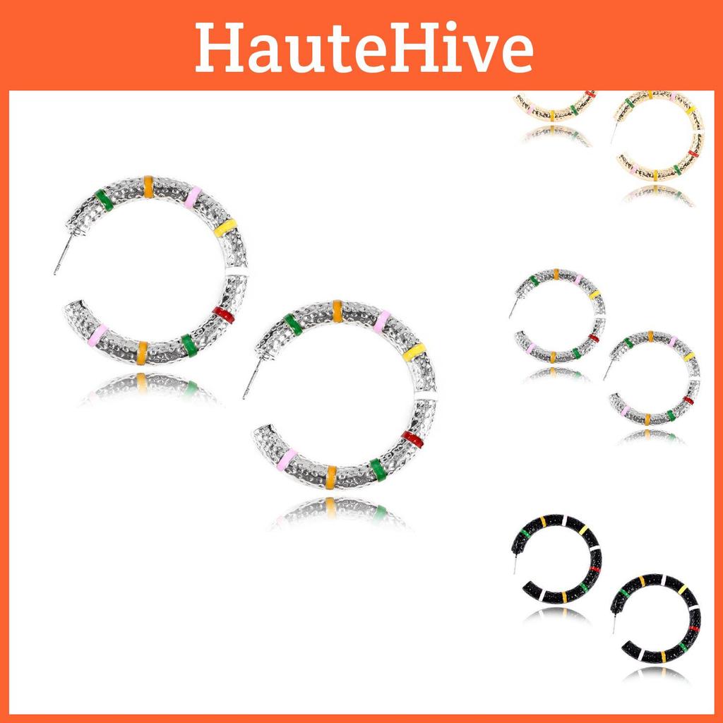 Trendy Fall 2021 Geometric Hoop Earrings In Black Gold And Silver