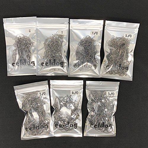 eeldog offset hook set for bass worm soft lure (4/0