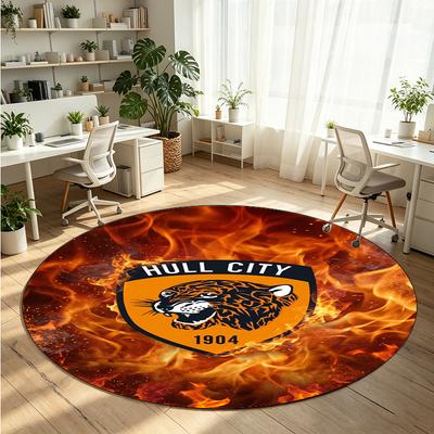 Hull City Football Printed Round Crystal Velvet Rug Soft Non Slip Floor Carpet For Bedroom Holiday Gift