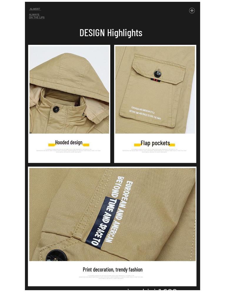 Men's Mid-Length Casual Cotton Jacket - Spring & Autumn, Plus Size, Loose Fit, Outdoor Sports, Dad Style.