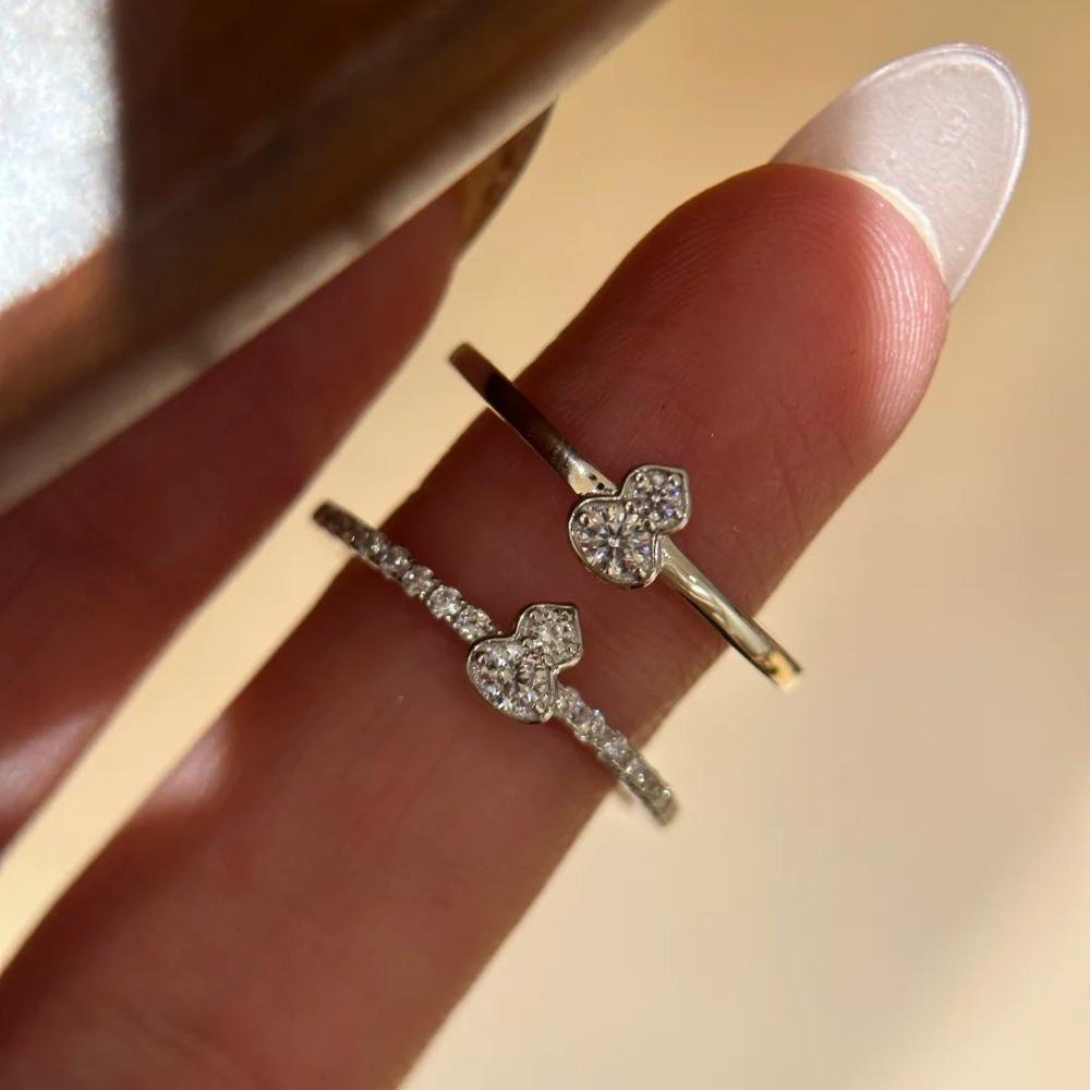 

Double Gourd Rings for Women Chinese Style Minimalist Luxury Stackable Diamond Rings Fashion Jewelry Gift adjustable