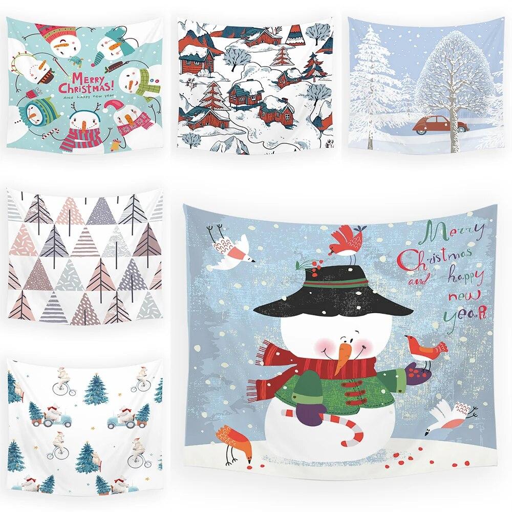 

С Рождеством гобелен настенный Снеговик Рождественская елка подарок настенный ковер домашний декор комнаты Лось Снежинка настенный гобелен для комнаты