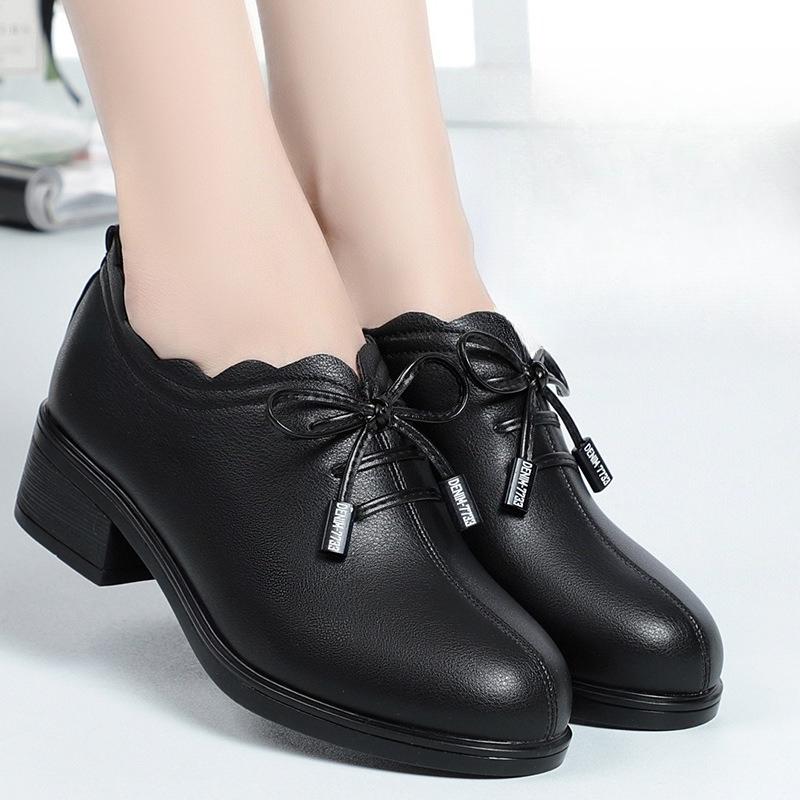 5 см Большой размер 41-42 Женская модная повседневная и удобная обувь для женщин среднего и пожилого возраста Женская кожаная обувь 35
