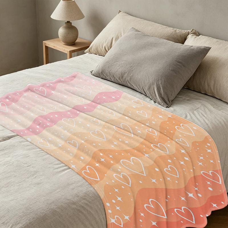 Soft Fluffy Fleece Blanket Breathable Heart Wave Pattern, Vibrant Cozy Throw for Sofa, Bed, Office, Lightweight All Seasons, Ideal Valentine’s Gift