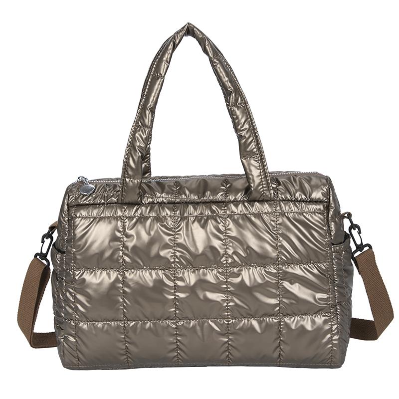 Fashionable Women's Tote Bag, Female Large Capacity Padded Shoulder Bag, Quilted Checkered Handbag, Down Messenger Bag