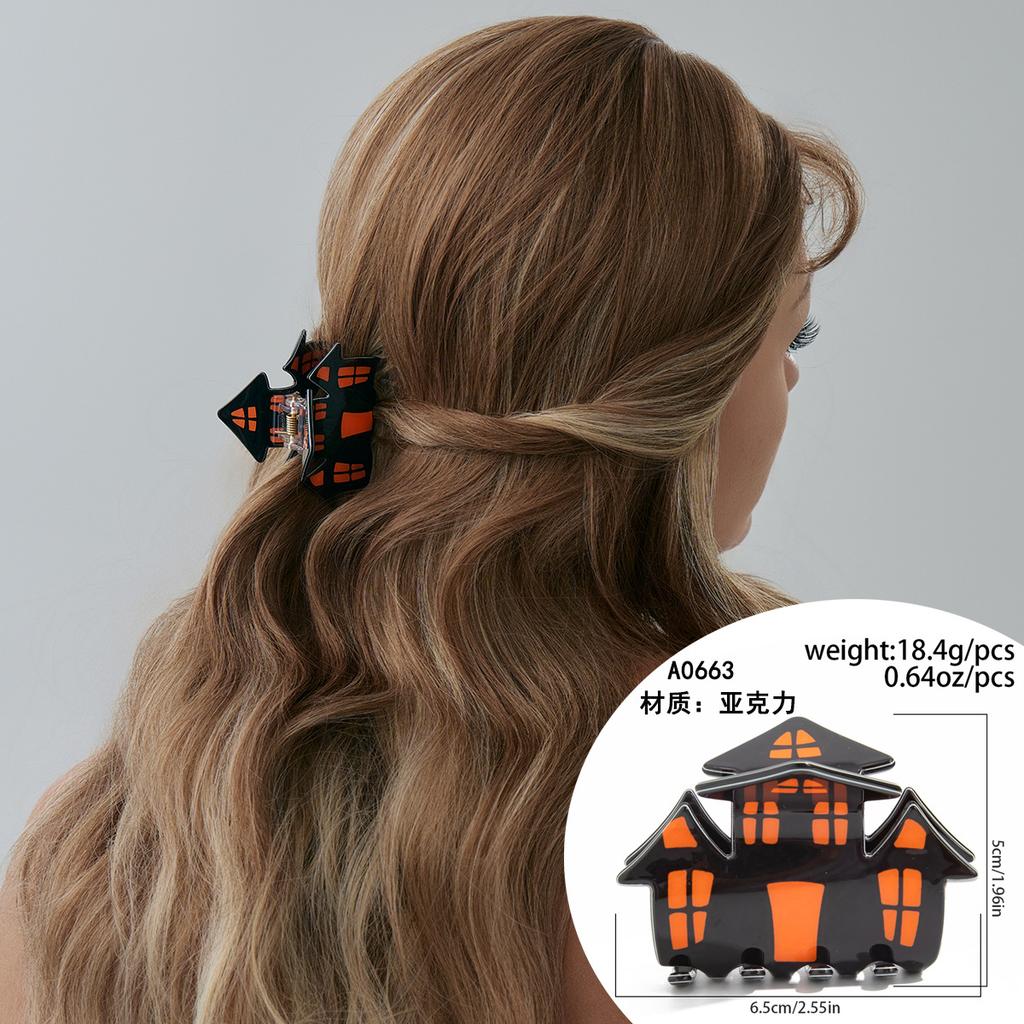 Funny Halloween Pumpkin Butterfly Grab Clip, Ghost Acrylic Spider Web Disc Hair Hairpin Head Jewelry