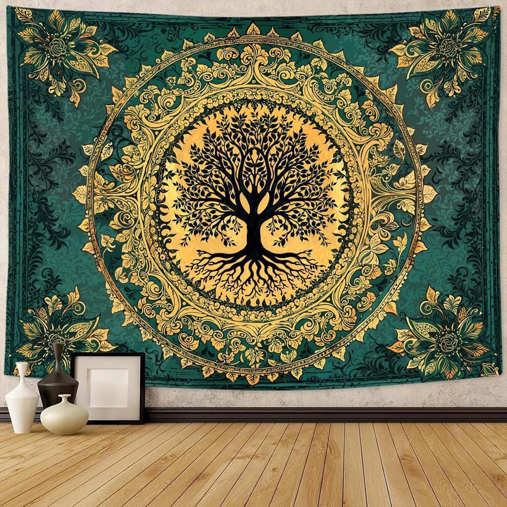 Life Tree Tapestry Retro Bohemian Mandala Tapestry Suitable For Bedroom Decoration With a Retro Style