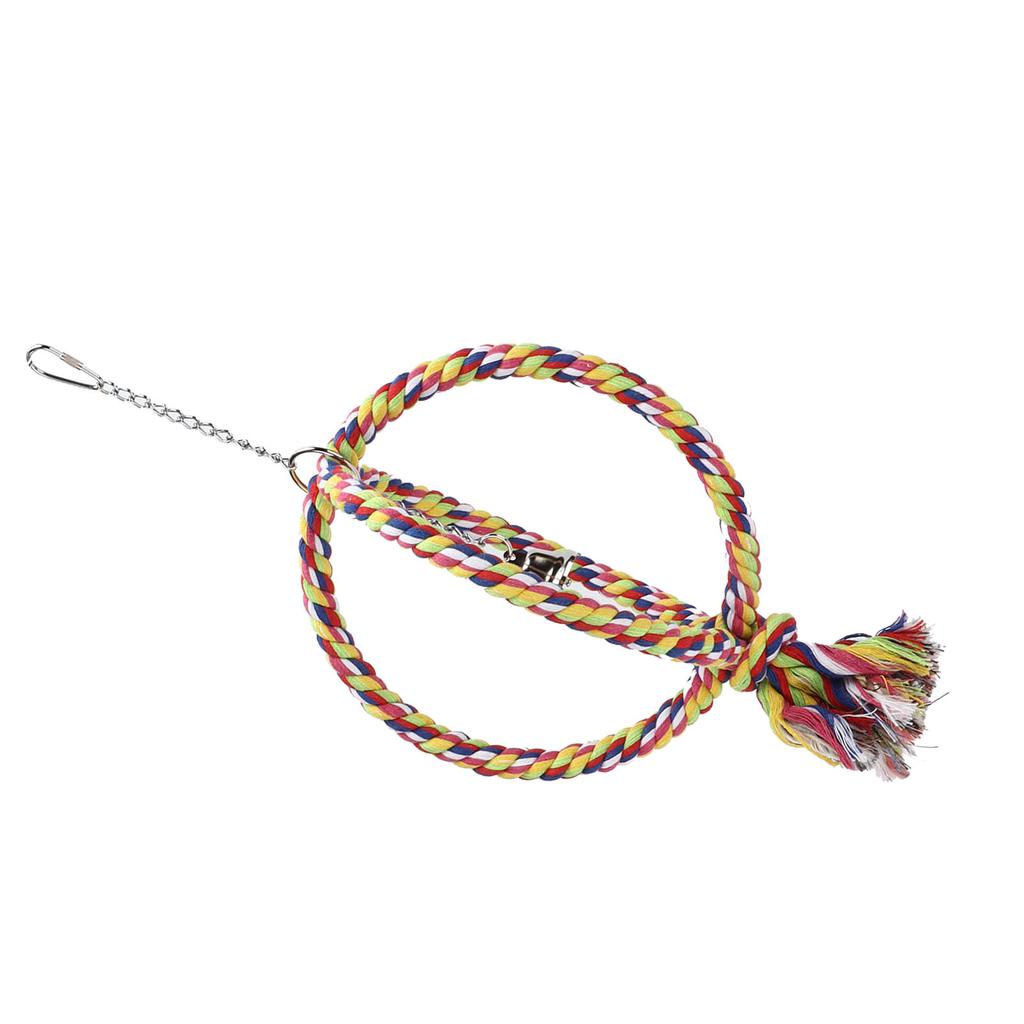 Parakeet Bird Ring Toy Cotton Rope Stainless Steel Wire Circle Ring for Pet Climbing Swing