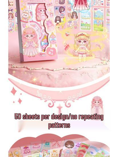Princess Dress-Up Sticker Set for Girls - Cute Cartoon Themed Stickers