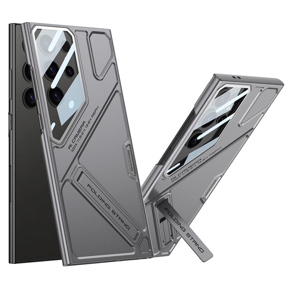 For Samsung Galaxy S24 Ultra Case Mecha Style Shockproof Hard PC Phone Cover with Kickstand