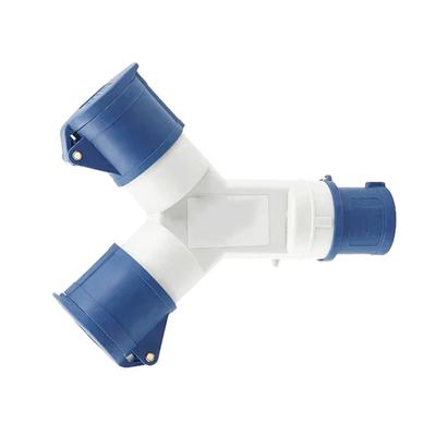 A95I-IP44 Wasserdichter Multifunktions-3-Pin 16A Y-Typ Industriestecker Zweiwege-Verbinder Abzweigdose Dreiphasenstrom 1-2