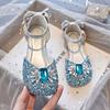 Girls princess shoes 2025 new silver soft sole children's crystal shoes summer bag head rhinestone girls shoes performance shoes