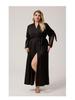 Yaoting Satin Chiffon Spitzenbesatz Übergröße Damen Morgenmantel - Langarm Frühling/Herbst Pyjama, CP3815