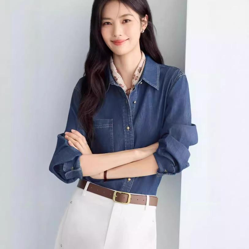 

Exquisite Casual Soft Denim Shirt for Women - Versatile Spring 2026 Collection Medium светло-синий