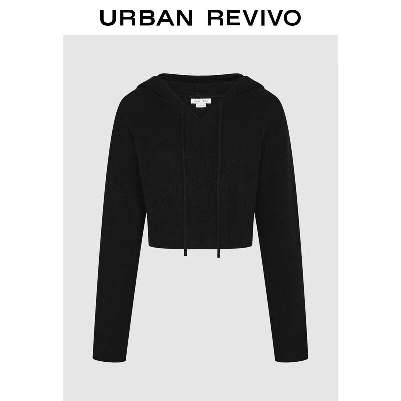 UR Women's 2024 Winter Solid Hooded Short Knit Sweater