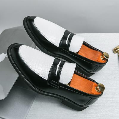 Color Mixed Mens Party Loafers Black White Business Leather Shoes Luxury Goods Summer New Coffee White Slip-On Shoes