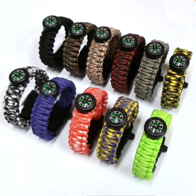 Seven-Core Paracord Survival Bracelet with Whistle & Compass