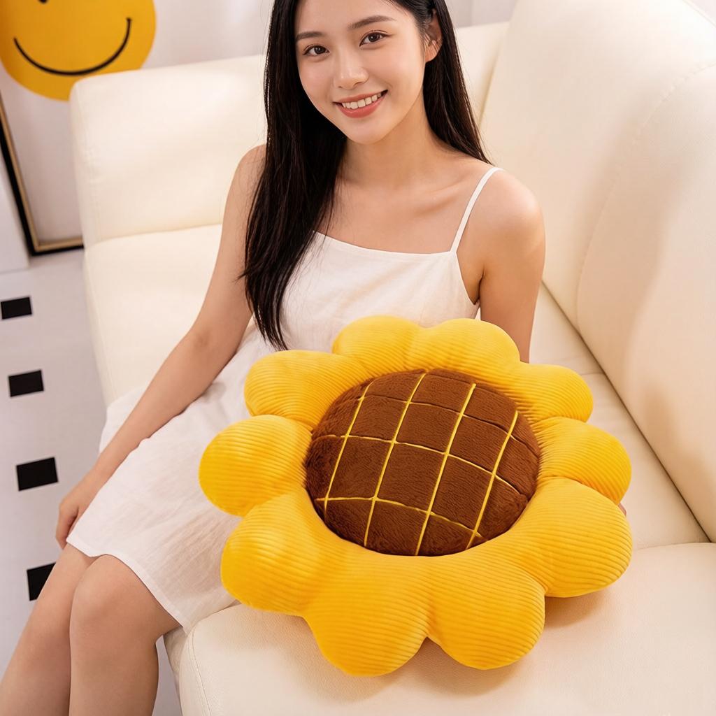 Cuscino Peluche Girasole 35x40x50cm Petali di Fiore Ripieni Cuscino per Seduta Decorazione Divano Sedia Supporto Lombare Peluche Regalo