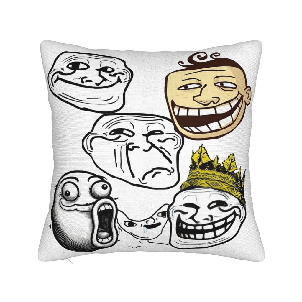 Trollface Meme Rage Comic Funny Troll Joke Internet Pillowcases Retro Trendy Pillow Case For Sofa Home Decoration Pillow Cover