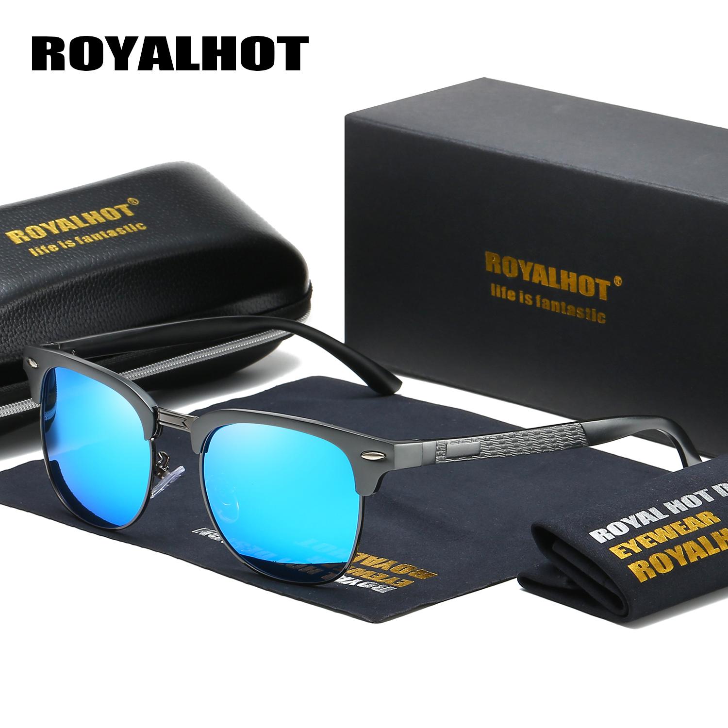 

RoyalHot, мужские и женские поляризационные солнцезащитные очки, алюминиево-магниевые полукадровые солнцезащитные очки для вождения, очки Óculos, мужские