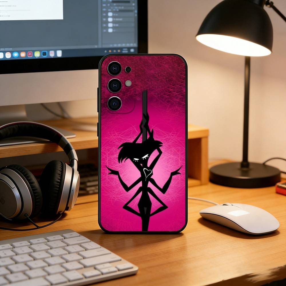 H-Hazbin Hotel A-Angel Dust Phone Case Black Silicone Soft For Samsung S25,S24,S21,S22,S23,S30,Ultra,S20,Plus,Fe,Lite