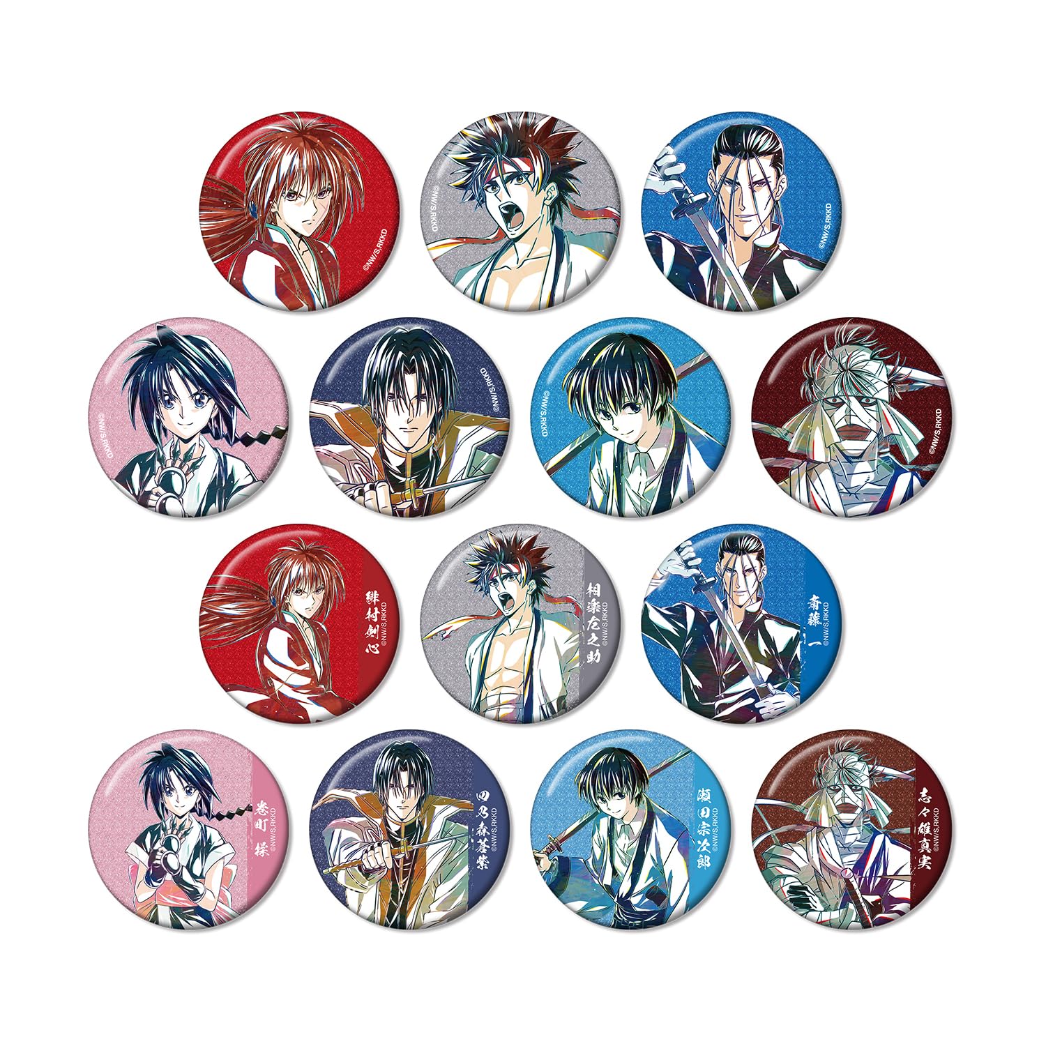 

TV Anime Meiji Swordsman Romantic Kyoto Trading Ani Art 2nd Edition Glitter Can Badge Box of 14 Rurouni Kenshin Story Disturbance