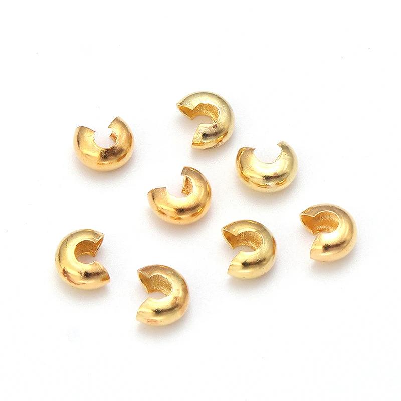 50/80PCS Copper Round Covers Open Crimp End Beads Dia 3 4 5 Mm Stopper Spacer Beads For DIY Jewelry Making Findings Supplies