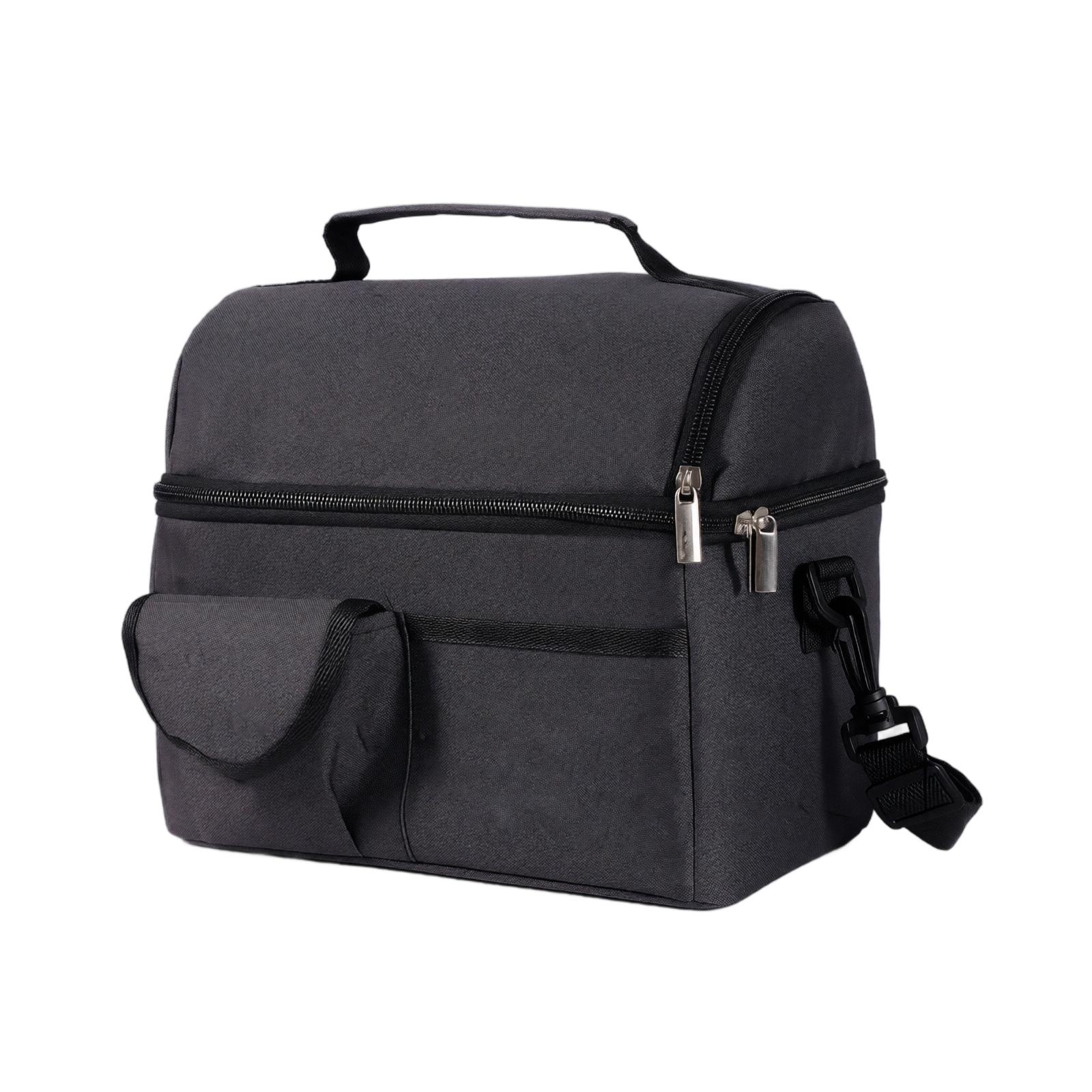Cloth Double Layer Lunch Bag, Handheld Bento for Work Picnic, Portable Cooler Bag