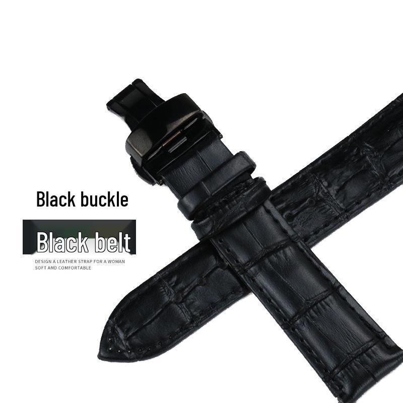 Genuine Leather Rose Gold & Silver Bamboo Pattern Quick Release Watch Strap with Butterfly Buckle (20mm/22mm)