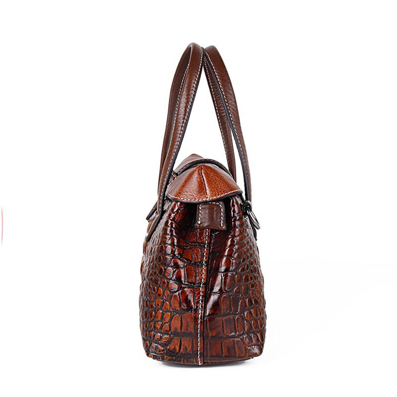 Women's Bag Genuine Leather Top Layer Cowhide Embossed Crocodile Pattern Retro One-shoulder Messenger Women's Bag