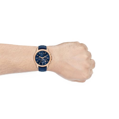 Armani Exchange Chronograph Blue Leather Watch