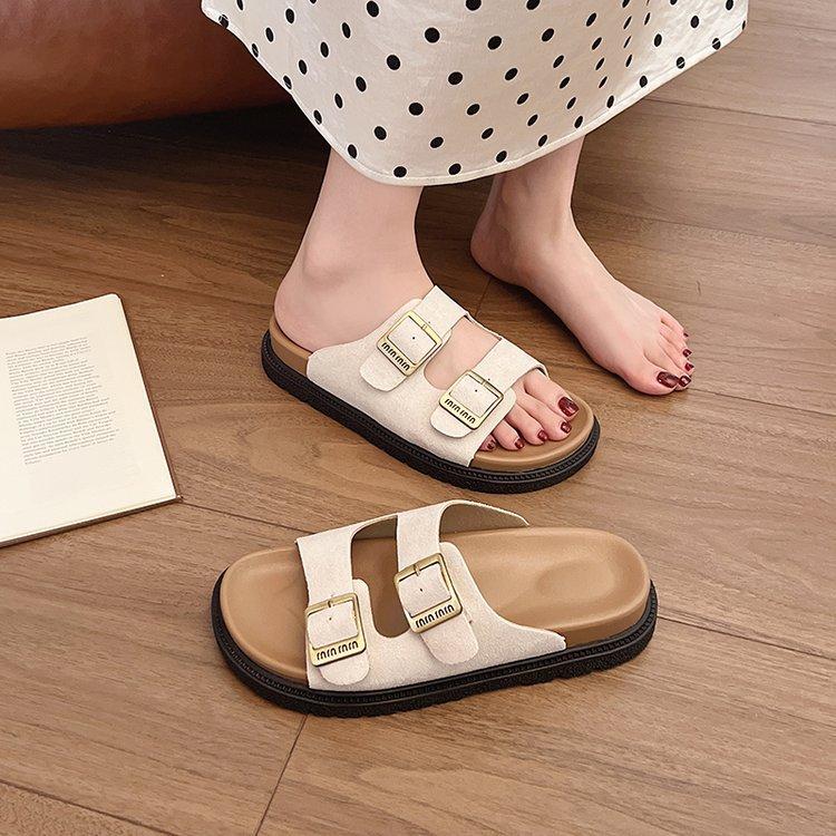 Soft-soled Boken shoes women's flat-soled Roman cool slippers, summer comfortable stepping on shit casual beach slippers 2025