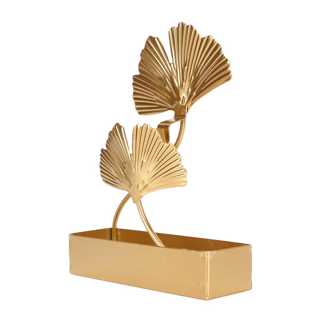 Double Ginkgo Leaf Shape Coil Burner Holder Vintage Iron Fireproof Coil Incense Holder for Home Living Room Golden