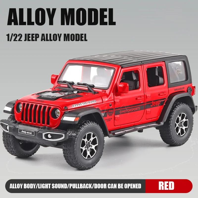 1/22 Scale Jeeps Wrangler Pickup Off-road Vehicle Alloy Model Car Simulation Sound and Light Diecast Metal Toy Collection Gift for Boy