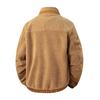 Mens Fleece Jacket Color Block Warm Winter Outerwear Loose Fit Stand Collar Multi Pocket Casual Coat