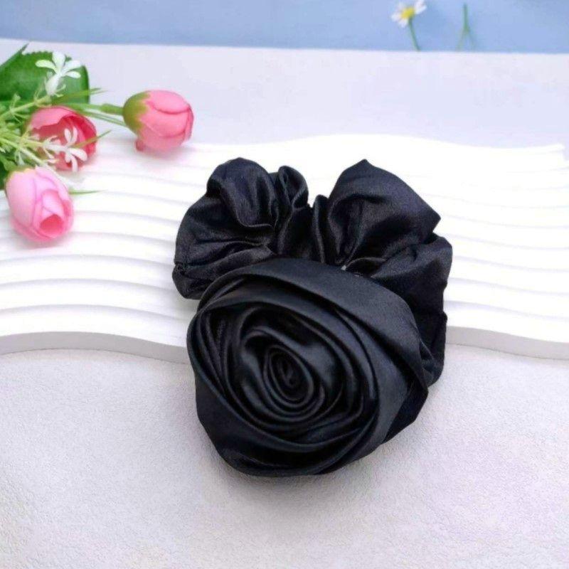 French Retro Fabric Rose Large Intestine Hair Band Elegant Bow  High-Grade Scrunchies Girl Hair Accessoires