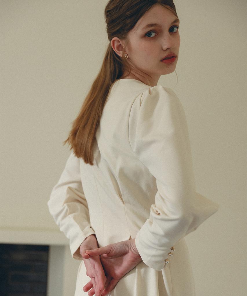 Hypernet Pearl Pintuck Ceremony Dress_Ivory