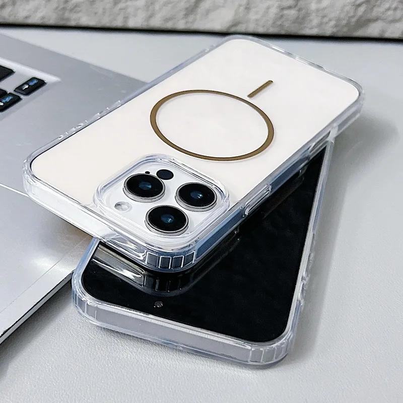 Acrylic Transparent Hard Magsafe Case For iPhone 16E 14 15 16 Plus 12 13 Mini  X XR XS 11 16 Pro Max Magnetic Ultra Thin Cover