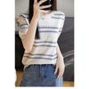 Summer New Round Neck Short-sleeved Sweater Hollow Pullover Fashion Jacquard Top