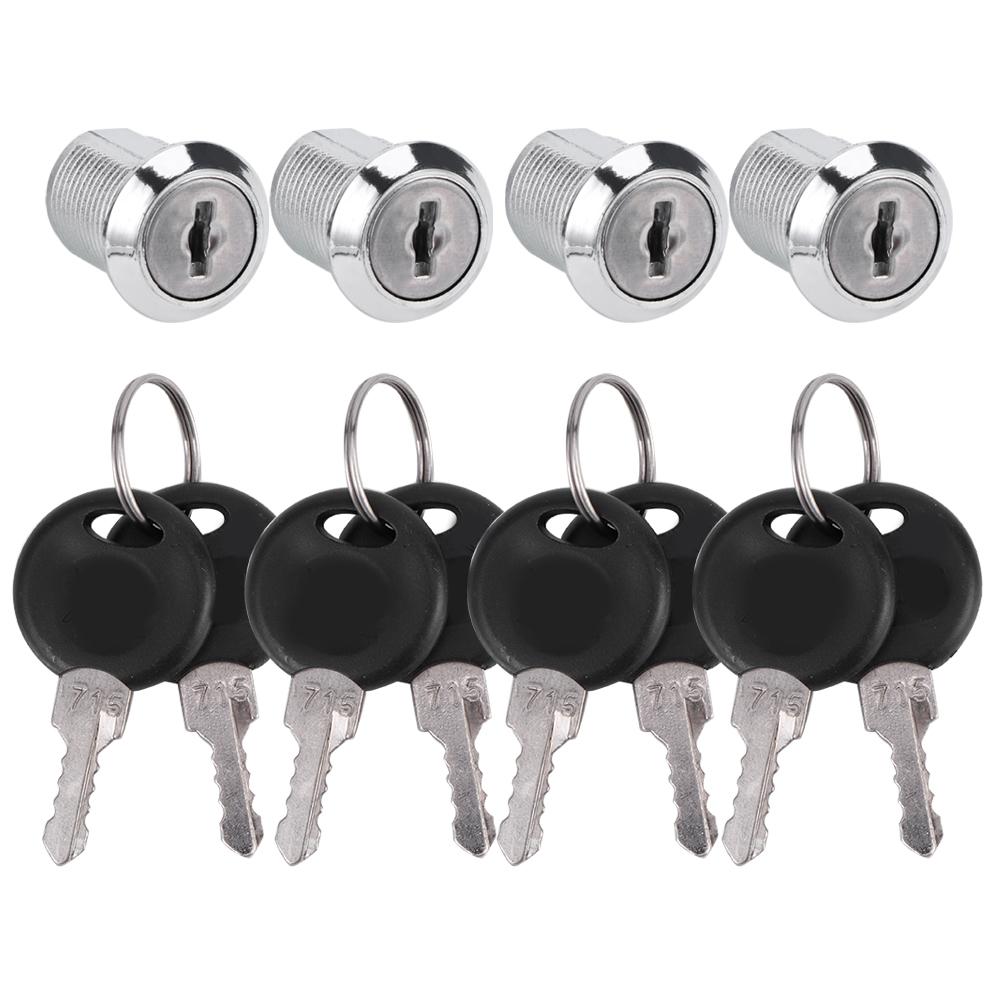 4 Set Cam Lock Zinc Alloy File Cabinet Mailbox Drawer Slidding Door Safety Locks with Keys(103‑20 )