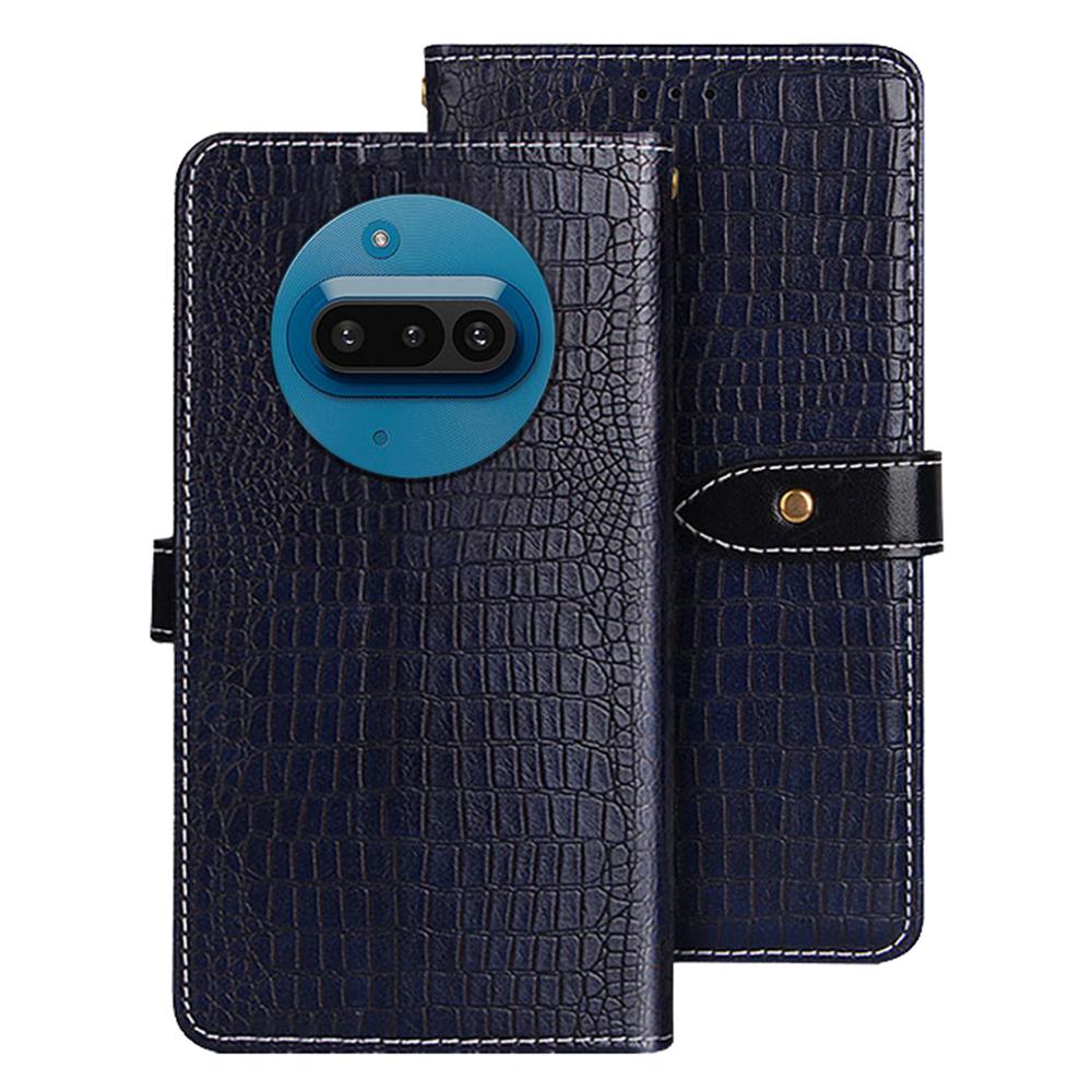 

For Nothing Phone (3a) Case Crocodile Texture PU Leather Flip Phone Cover Blue