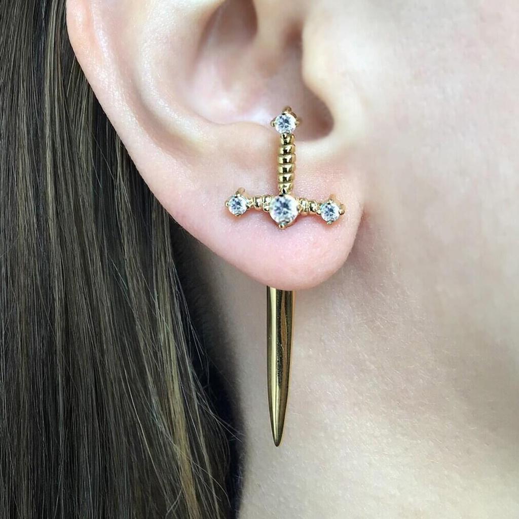 Lady's Earring Vintage Crystal Diamond Dagger Earrings