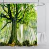 Modern 3D Printing Forest Refreshing Scenery Shower Curtain Waterproof Landscape Green Plant Mountain With Hooks Bathroom Decor